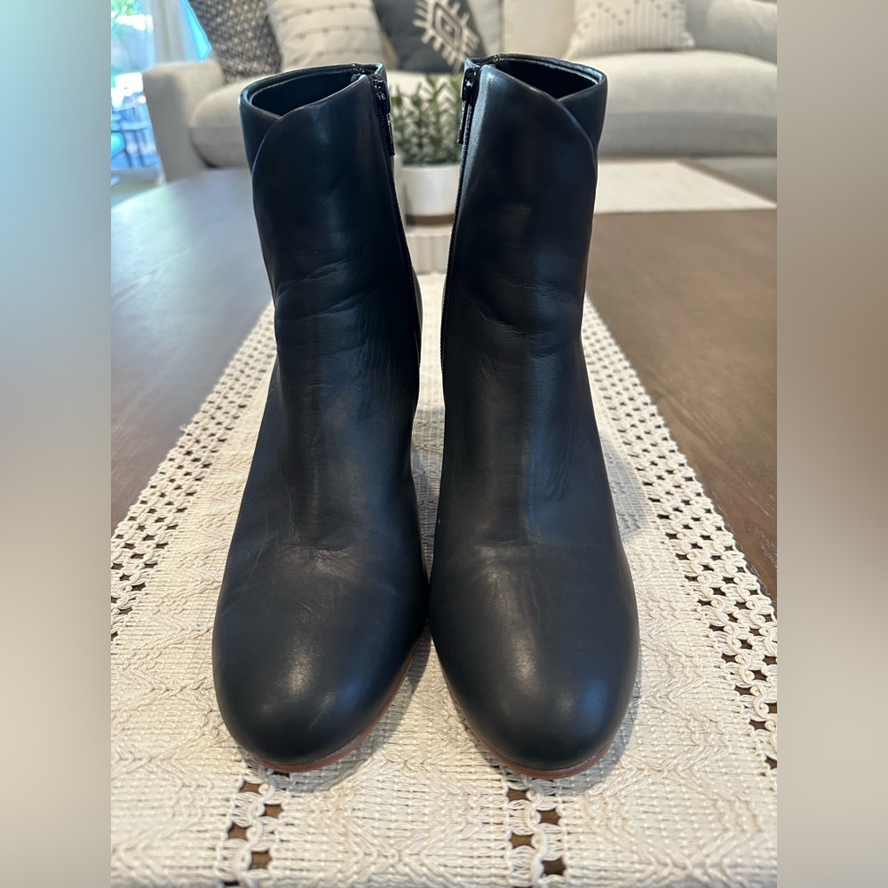 Soludos Black Leather Ankle Boots